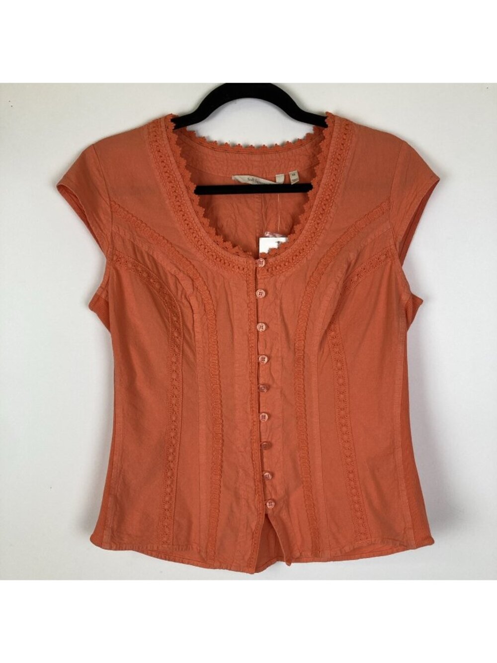 Soft Surroundings Coral Button Down Top Size XS NEW NWT Prairie Boho Cottagecore